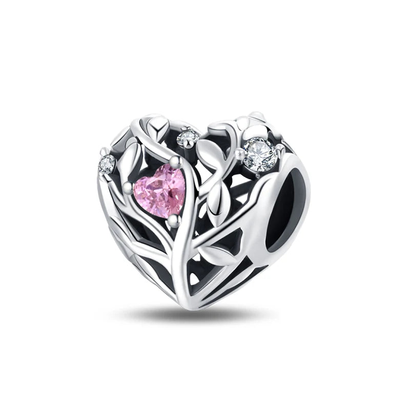 925 Sterling Silver Classic Retro Lotus Heart-Shaped Charms Beads Fit Original Pandach Bracelets Fine DIY Anniversary Jewelry