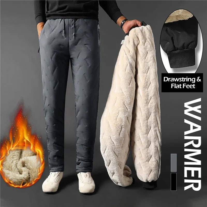Clearance_Winter Sweatwear Men Plush Thick Fleece Sweatpant Lambswool Thermal Trousers Casual Pants Waterproof Windproof Warm Co
