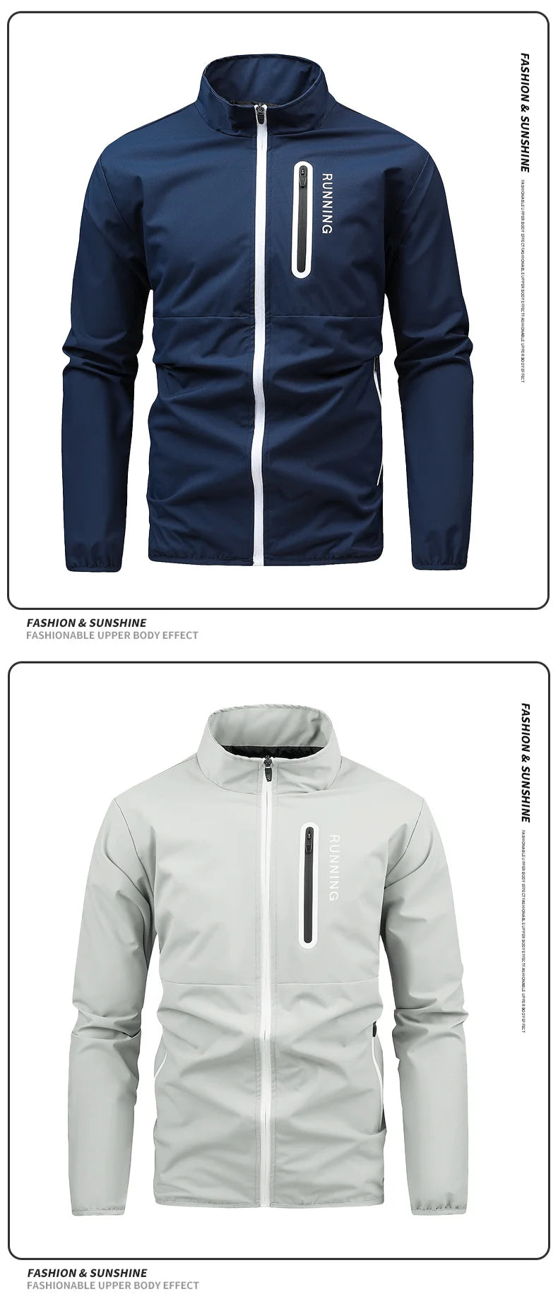 Outdoor Running Sports Jacket Mens Autumn New Casual Vertical Collar Loose Windproof Coat Hiking Fishing Zipper Baseball Jackets