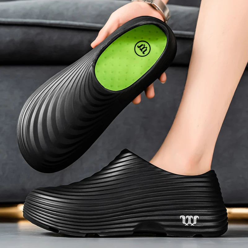 Waterproof Rubber Sandals Soft Comfort Kitchen Chef Shoes for Men Summer Beach Shoes Yacht Outdoor Casual Camping River Creek