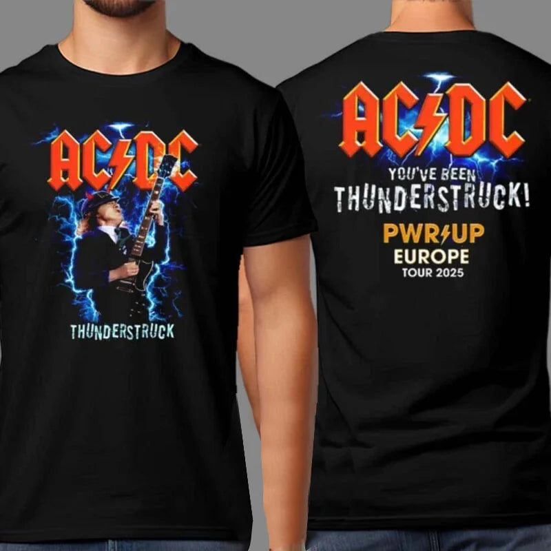 Are You Ready for ACDC? PWR UP 2025 Australia Tour Map Double-sided Printed Unisple T-shirt, High-quality Luxury Brand Ins Y2k