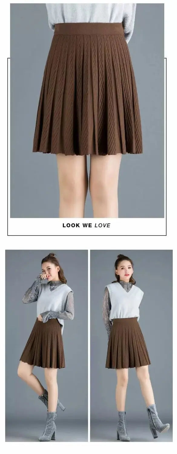 Spring Fashion Korean New Student A-line Half Skirt Women Solid Elastic High Waist Shirring Design Versatile Pleated Half Skirts