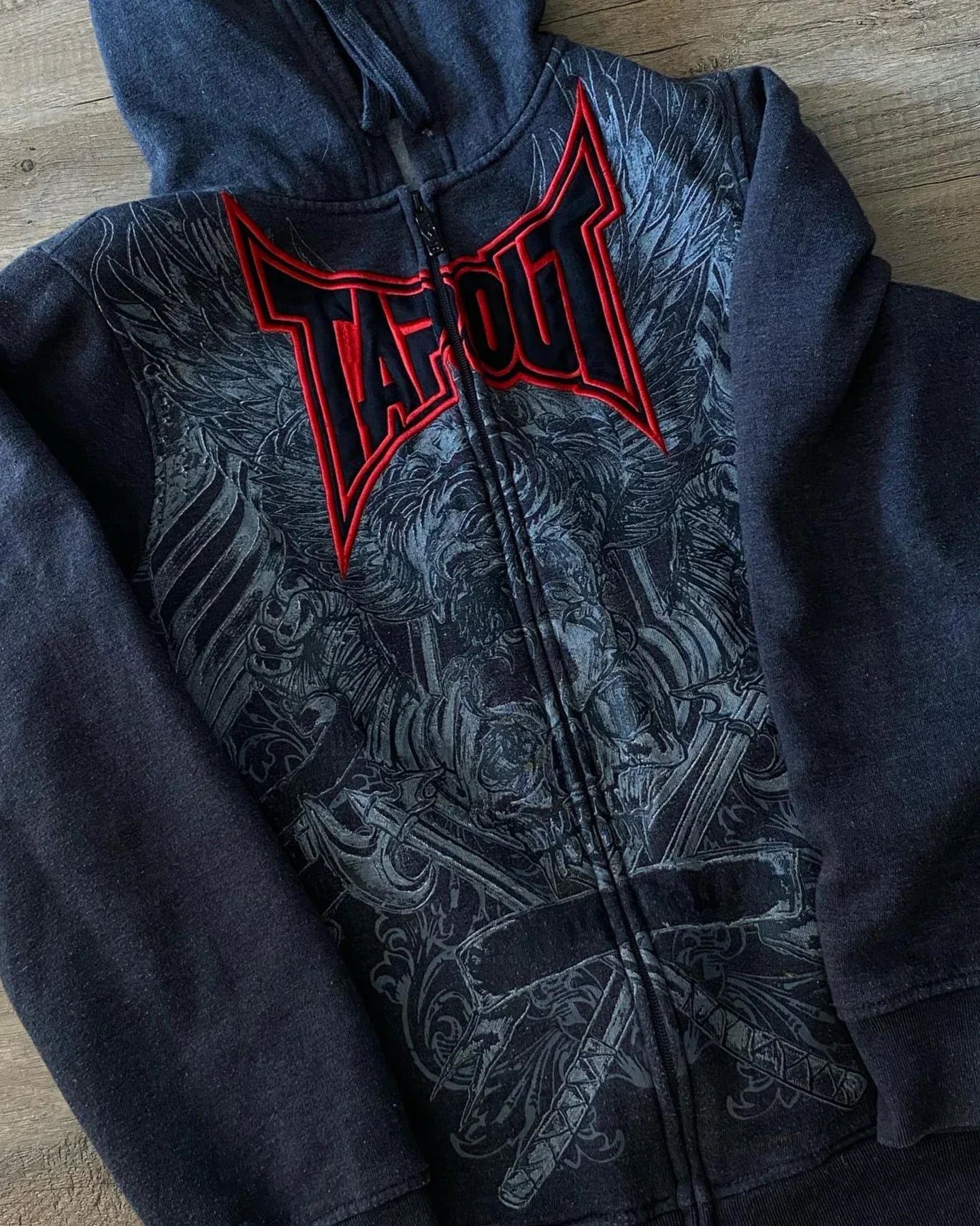 American Hip Hop letter Tapout Zipper Hoodie Super Dalian Hoodie Y2K Sweatshirt Men And Women Printed Embroidered Street Clothes