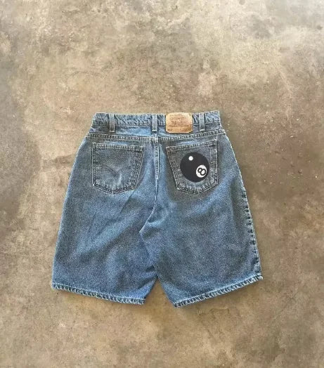 British and American Retro Jeans Washed Shorts Women's Y2K New Harajuku Flower Embroidery Gothic Sexy Spice Mini Denim Shorts