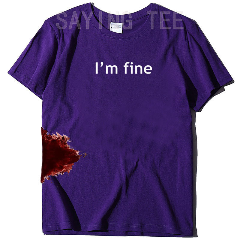 I'm Fine Graphic Novelty Sarcastic Movie Halloween Costume Humor Scary Funny T Shirt Gifts for Women Men Clothing Graphic Tee