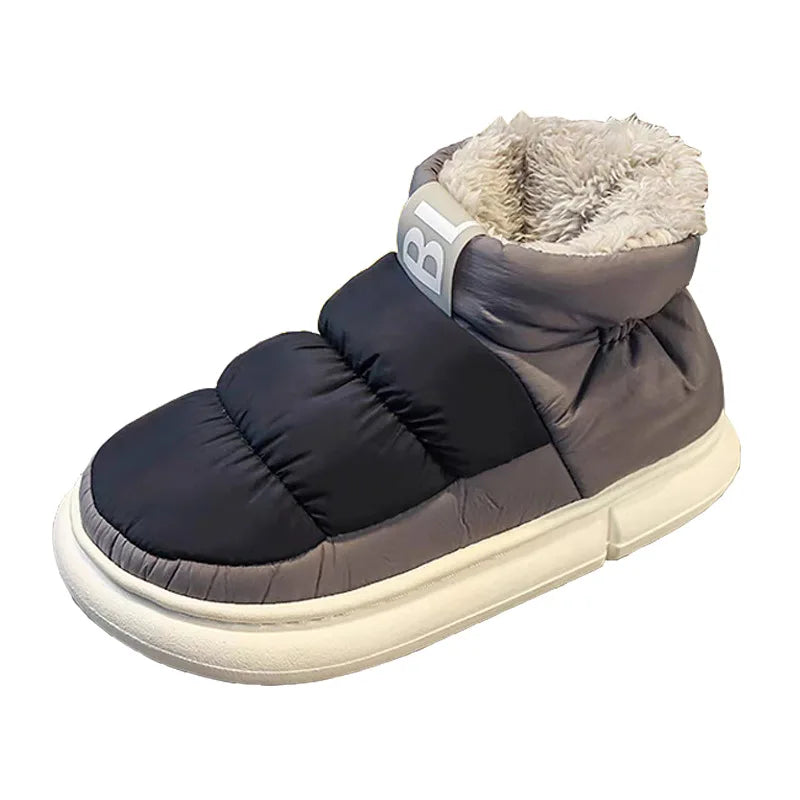 Mens Shoes Cute Plush Winter Warm Cotton Shoes Female Outdoor Non-slip Light Down Leisure Platform Footwear Ankle Short Boots