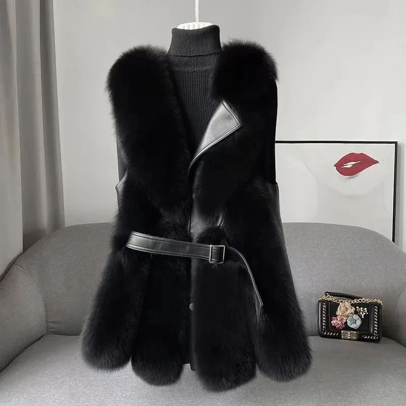 New High imitation fox fur vest for Women Slim Versatile High-end Fashion Young Warm Sleeveless Coat 2025 Autumn/Winter New