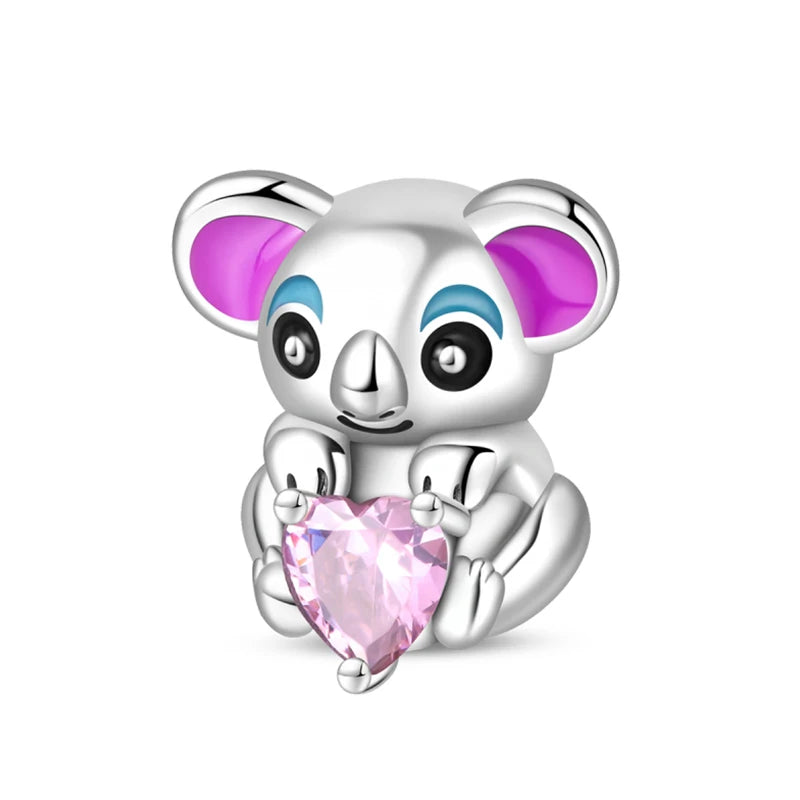 S925 Sterling Silver Owl Squirrel Bear Hedgehog Cute Animal Series Creative Charms Beads Fit Pan Original Bracelets DIY Jewelry