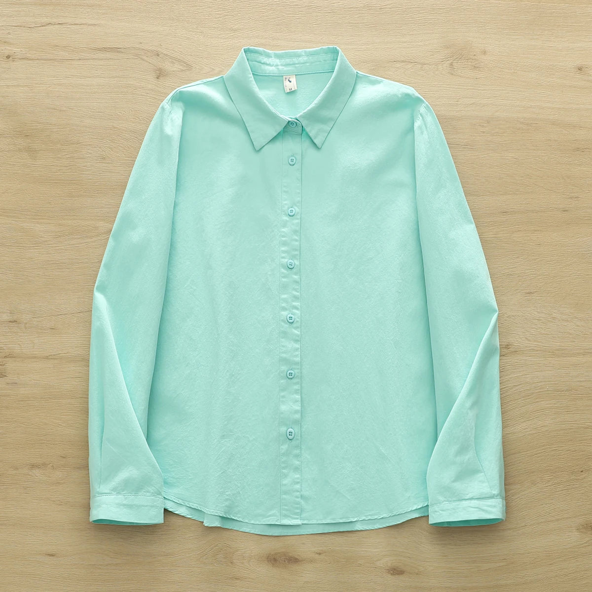 Simple Fine Cotton Casual Shirts Women 2025 New Fresh Lady Solid Color Loose Blouses and Tops Ladies Long Sleeve Shirt Clothing