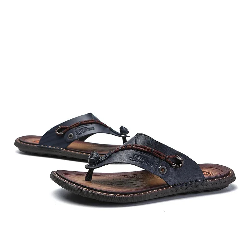 Men Handmade Braided Rope Flip-flops Mixed Colors Low Gang Summer Casual Outdoor Breathable Beach Shoes Non-slip Oxfords Slides
