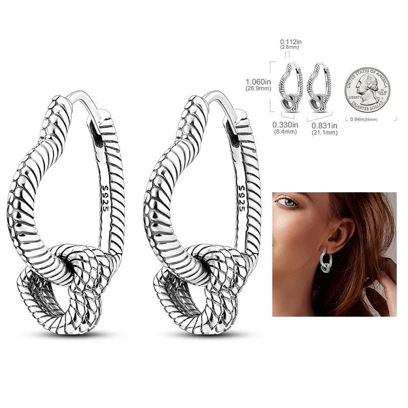 925 Silver Hoop Earrings For Woman Pendientes Zircon Heart Shape Star Eardrop Original Earring Fashion Jewelry