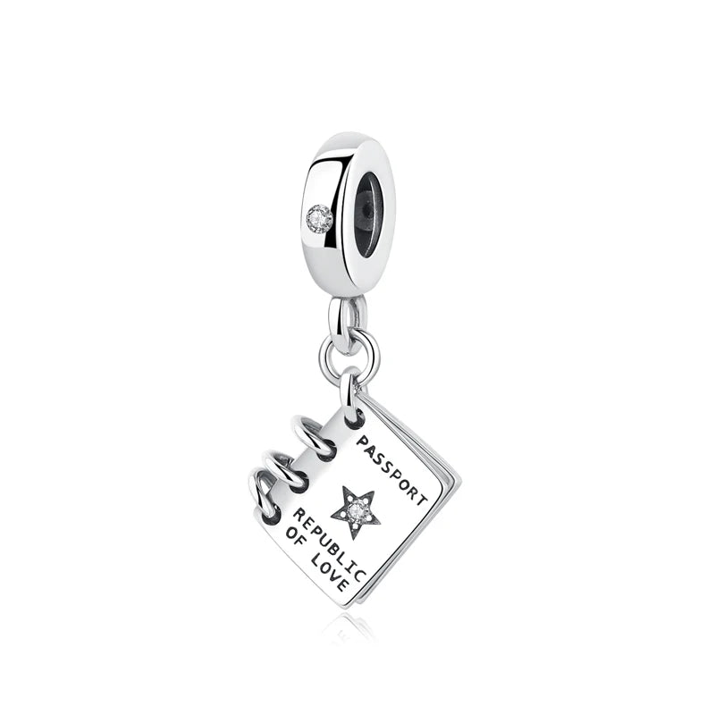 Original 925 Sterling Silver Charms Camera Suitcase London Bus Love Heart Beads Fit Bracelets Necklaces DIY Jewelry Women
