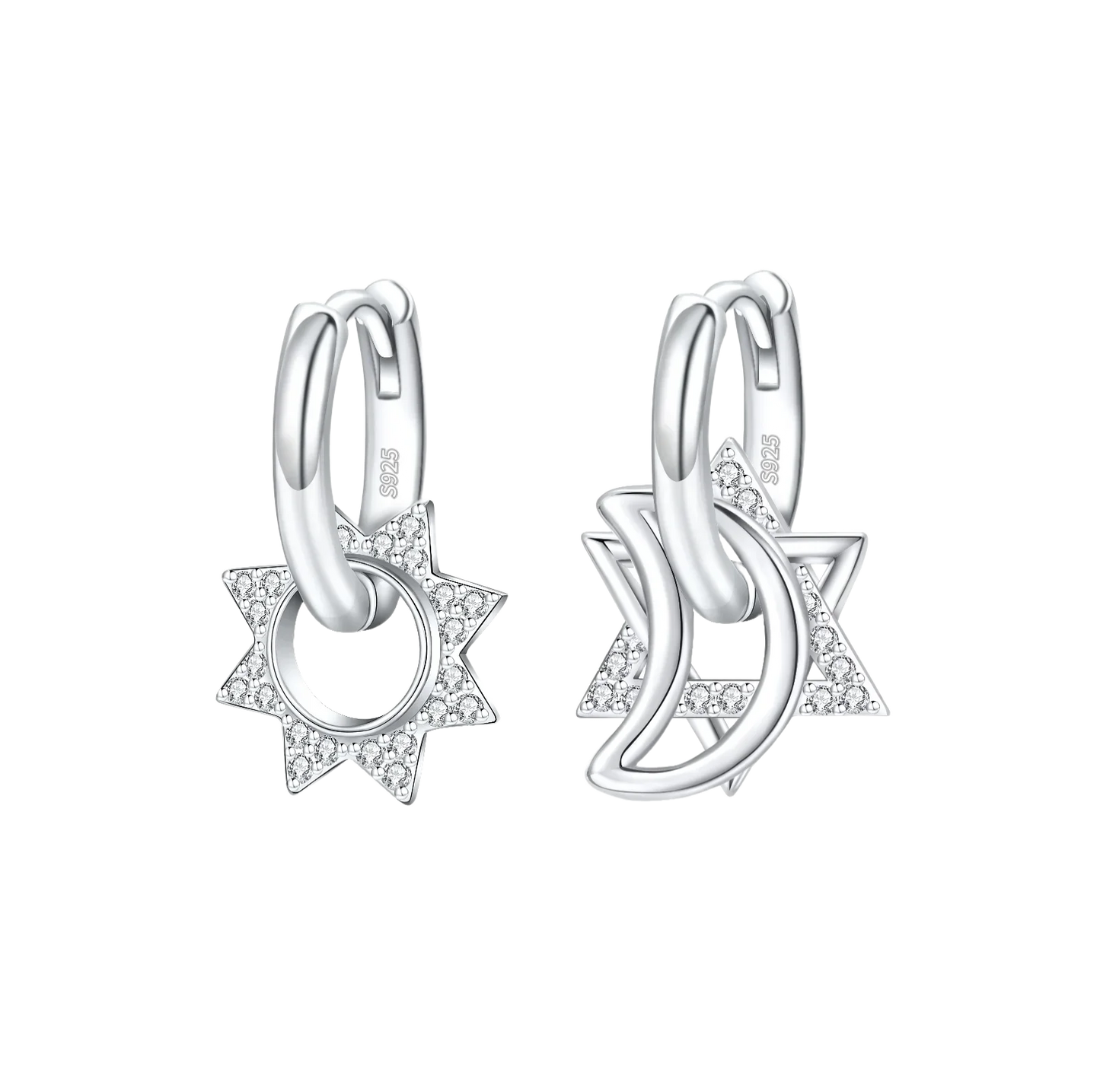 Sparkling Colorful Hoop Earrings 925 Sterling Silver Hypoallergenic Jewelry Embellished With Zircon Elegant Luxury Style Female