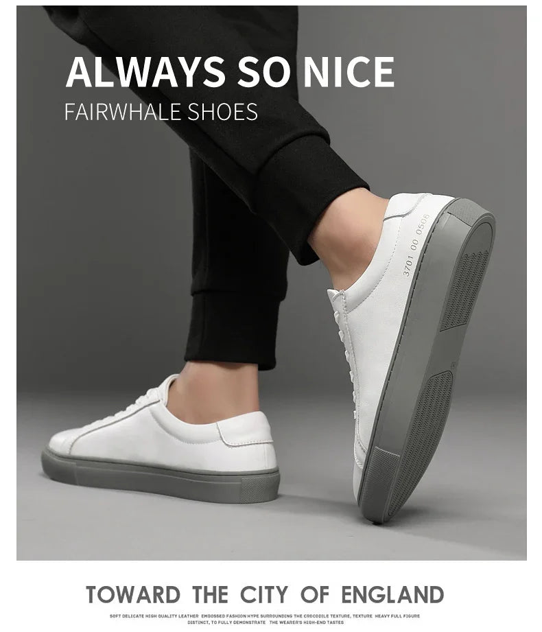 Italian Genuine Leather Men's Shoes 2024 Designer White Shoes Comfy Walking Shoes Lace-up Business Outdoor Zapatos Para Hombre