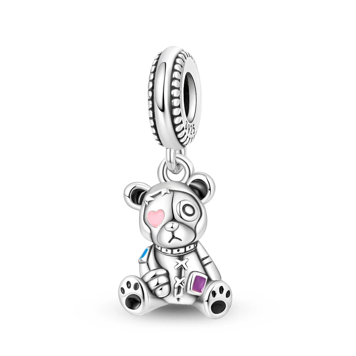 New 925 Sterling Silver Gradient Blue Four-leaf Clover Pink Iris Charm Fit Original Bracelet DIY Jewelry Accessories Beads