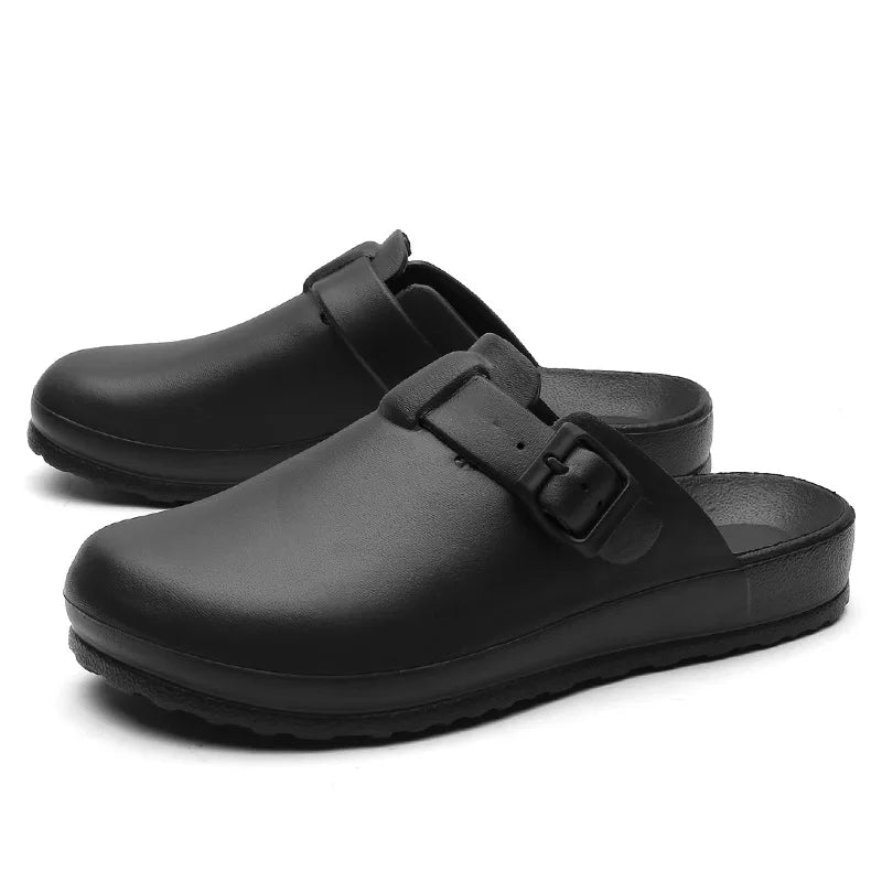 KIDMI Men Clogs Slippers Men's and Women's Slip-Resistant Work Shoes Outdoor Waterproof Nonslip Kitchen Shoes Clean Chef Shoes
