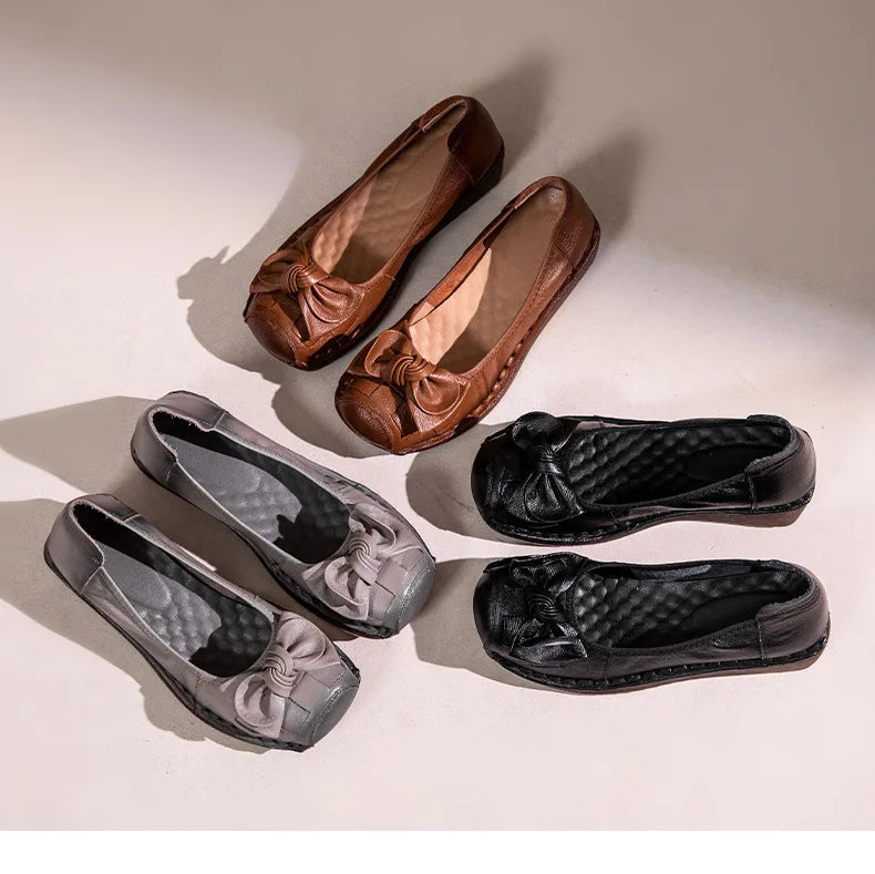 GKTINOO 4cm Weave Genuine Leather Flats Platform Wedge Loafer Women Oxfords Vintage Ethnic Summer Comfy Soft Soled Casual Shoes