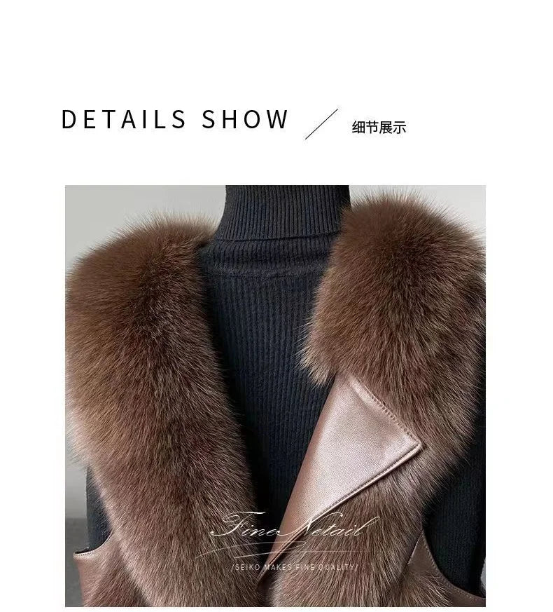 New High imitation fox fur vest for Women Slim Versatile High-end Fashion Young Warm Sleeveless Coat 2025 Autumn/Winter New
