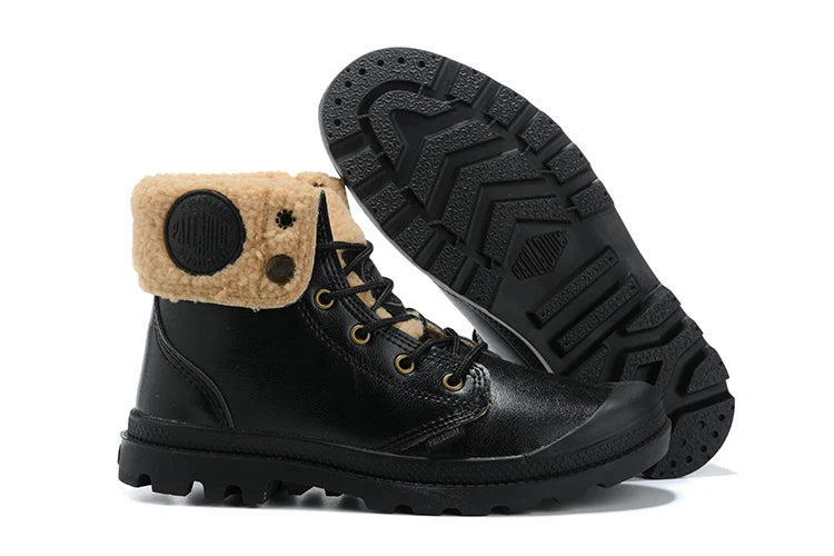 PALLADIUM Pampa 2025 Men Women Oil Wax Skin Lamb Wool Leather Ankle Boots Outdoor Dual Purpose Walking Shoes Desert Shoes