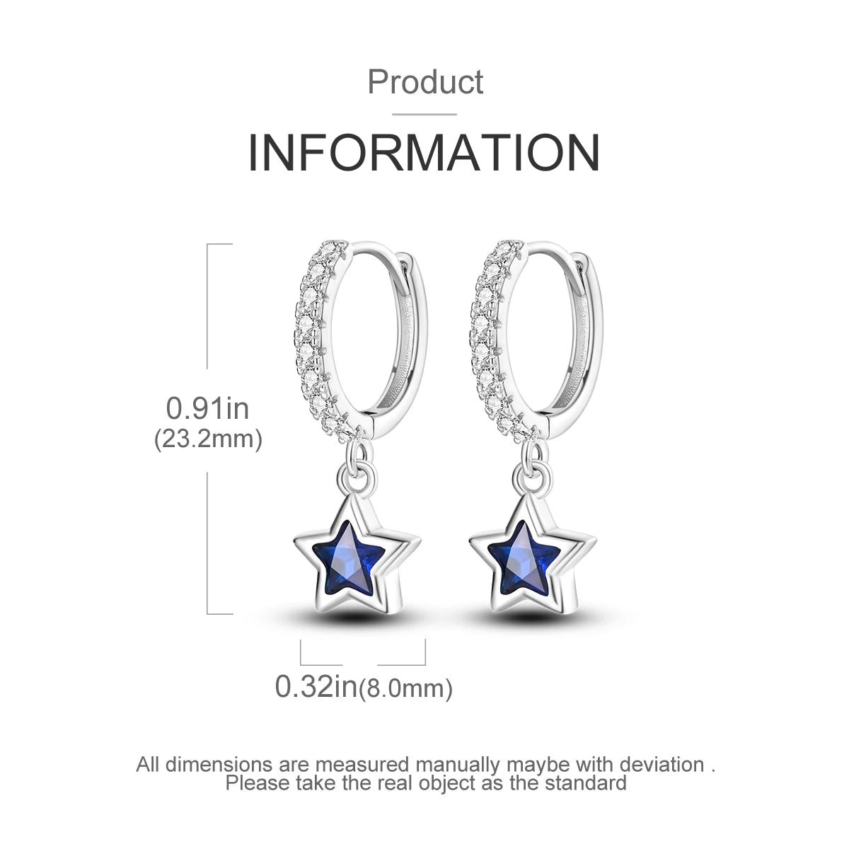 925 Silver Hoop Earrings For Woman Pendientes Zircon Heart Shape Star Eardrop Original Earring Fashion Jewelry