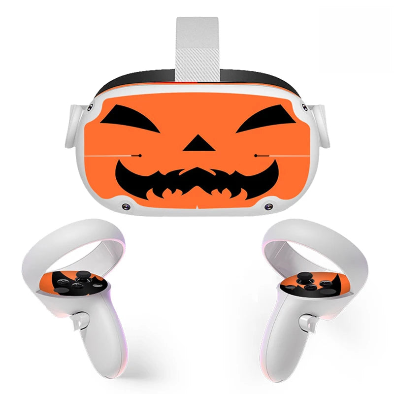 Sticker Vinyl Skin for Oculus Quest 2 VR Headset Controller PVC Decals Halloween Pattern Wrap Cover for Meta Quest2 Accessories