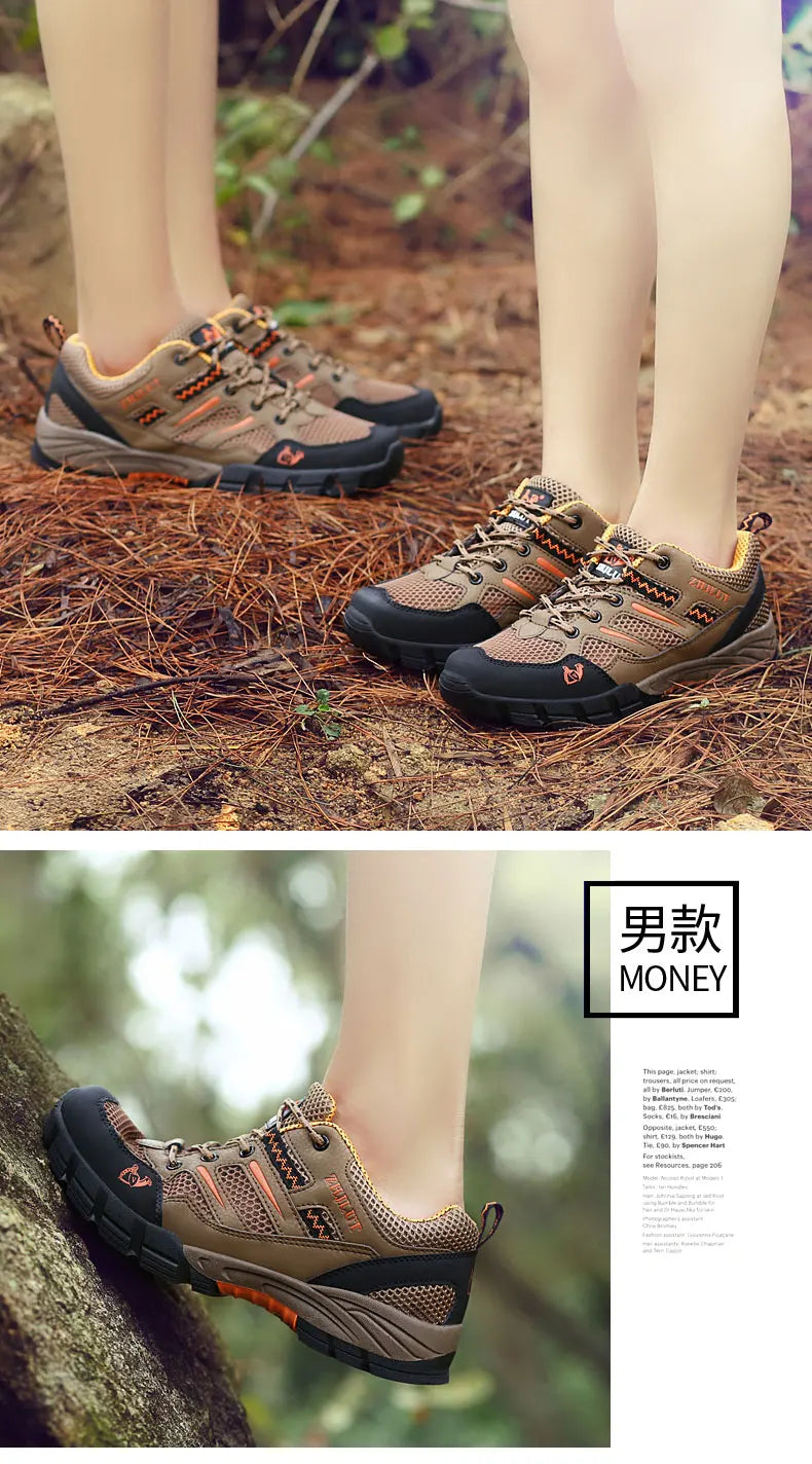 New Summer Men Casual Shoes Outdoor Mesh Sneakers Women Non-slip Lace Up Trekking Footwear Breathable Camping Spring Black Shoes