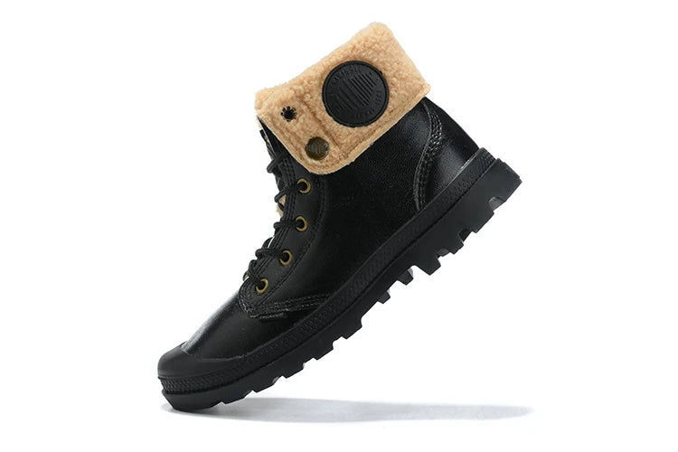 PALLADIUM Pampa 2025 Men Women Oil Wax Skin Lamb Wool Leather Ankle Boots Outdoor Dual Purpose Walking Shoes Desert Shoes