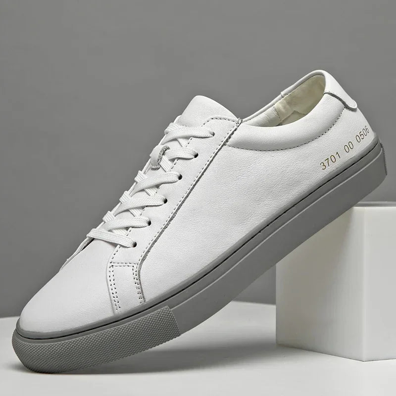Italian Genuine Leather Men's Shoes 2024 Designer White Shoes Comfy Walking Shoes Lace-up Business Outdoor Zapatos Para Hombre