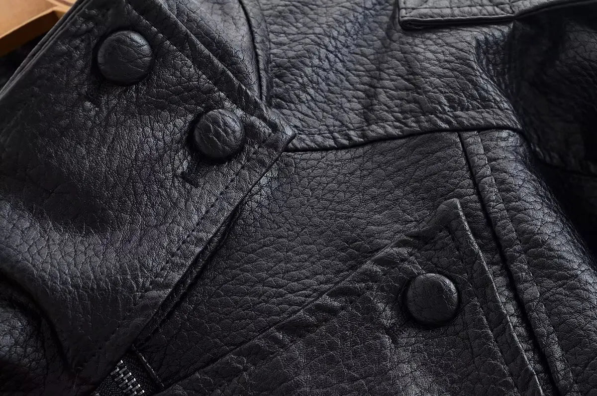 KONDALA Leather Zipper Jacket Women's Fall Winter Standing Collar Faux PU Jacket Coat 2025 Fashion High Street Ladies Y2K Jacket
