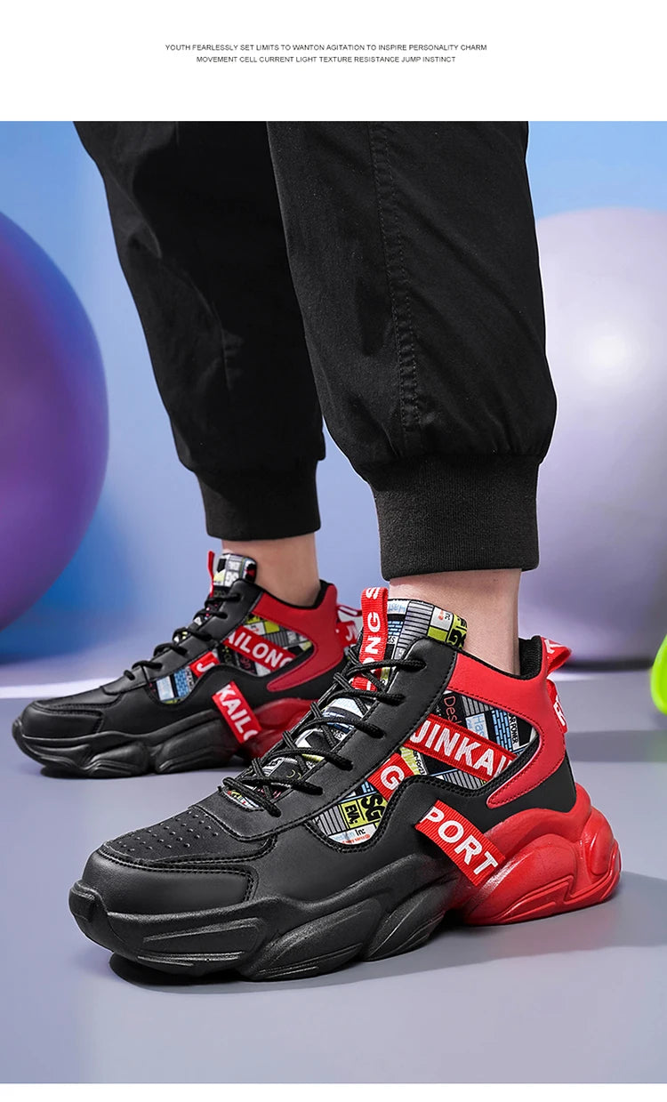 Autumn Winter Fashion Pink High Sneakers for Men Women Breathable Platform Shoes Man Trainers Outdoor Casual Sneakers Men 2025