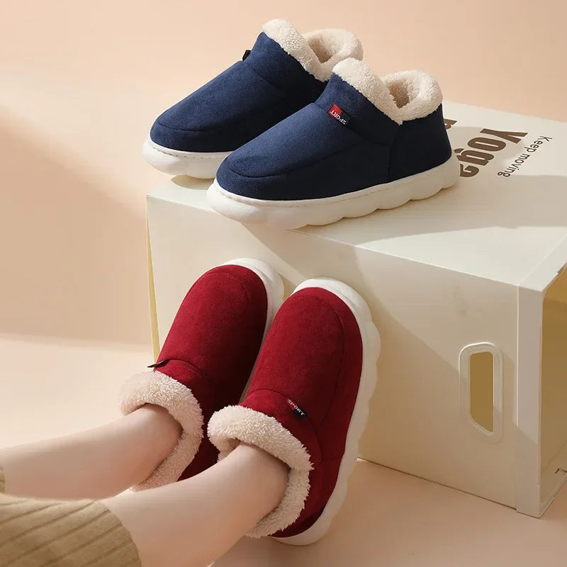 Winter Women Shoes Casual House Shoes For Men 2025 Outdoor Warm Cotton Shoes For Women Indoor Plush Padded Slippers Female