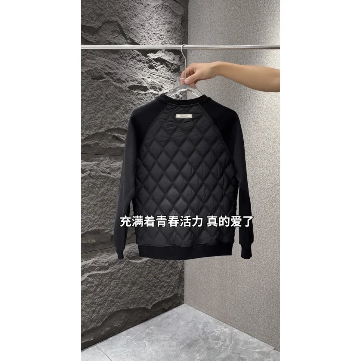 New Autumn and Winter Fashion Trend Diamond Grid Warm Base Cover Round Neck Top Men's Simple Hoodie Fashion Casual Top
