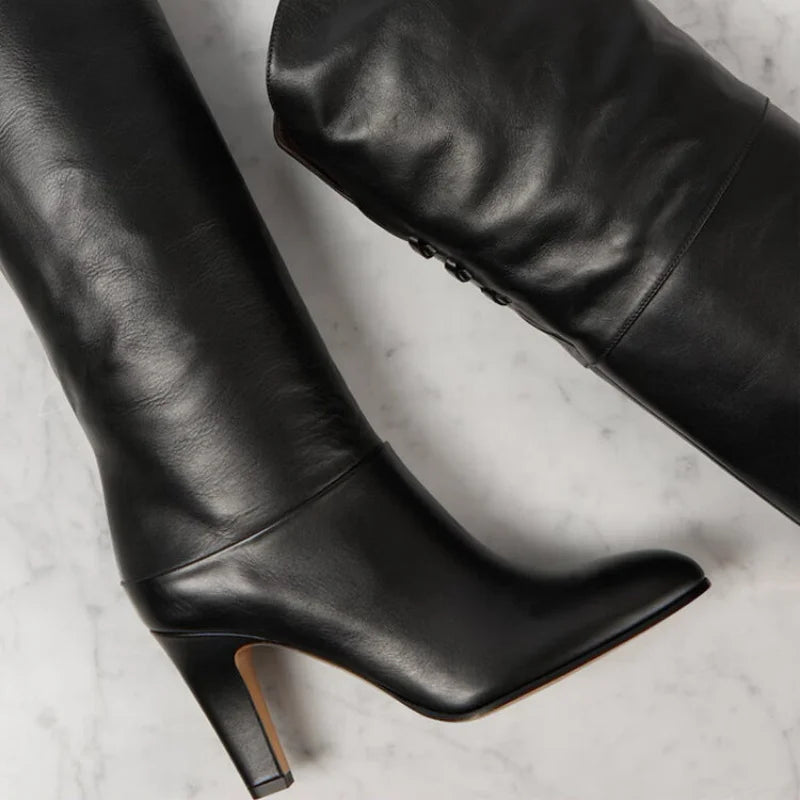 High Quality Solid Color Women's Over-the-knee Boots Pointed Toe High Heel Female Banquet And Runway Long Boots Ladies Shoes