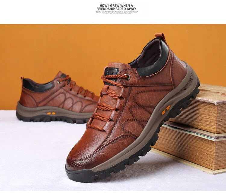 Lightweight Odor-proof Outdoor Wear-resistant Non-slip Hiking Shoes Men Leather PU Casual Shoes Men's Sports Shoes Zapatillas