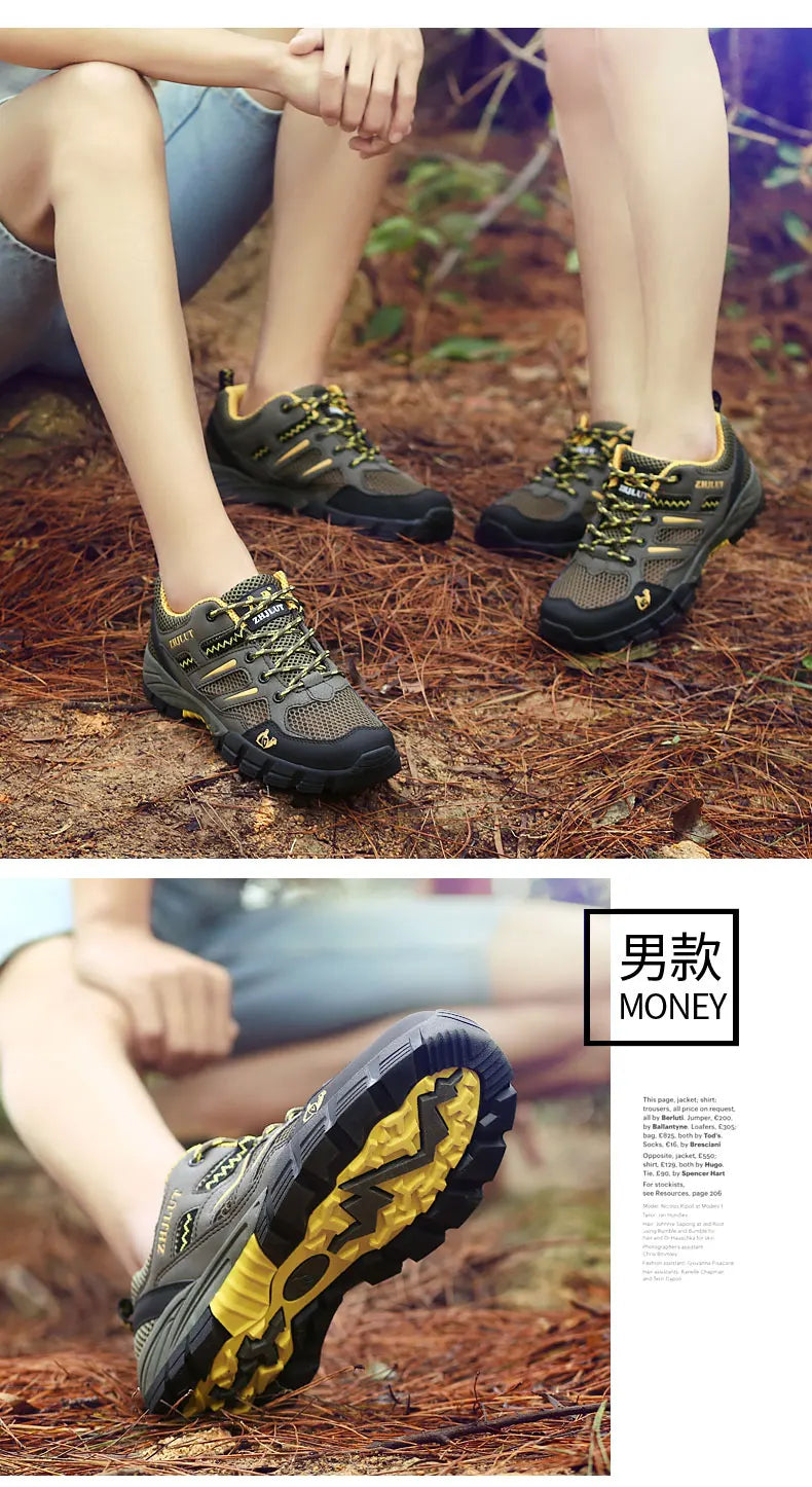 New Summer Men Casual Shoes Outdoor Mesh Sneakers Women Non-slip Lace Up Trekking Footwear Breathable Camping Spring Black Shoes