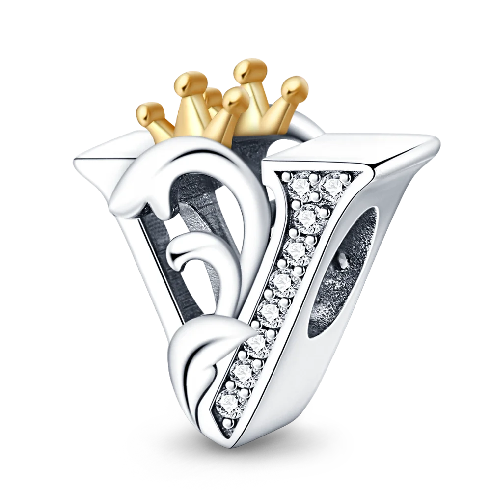 Fit Qikaola 925 Original Bracelets Charms Classic Crown 26 Letters Alphabet Charms Beads For Women Fine DIY Wedding Jewelry Gift