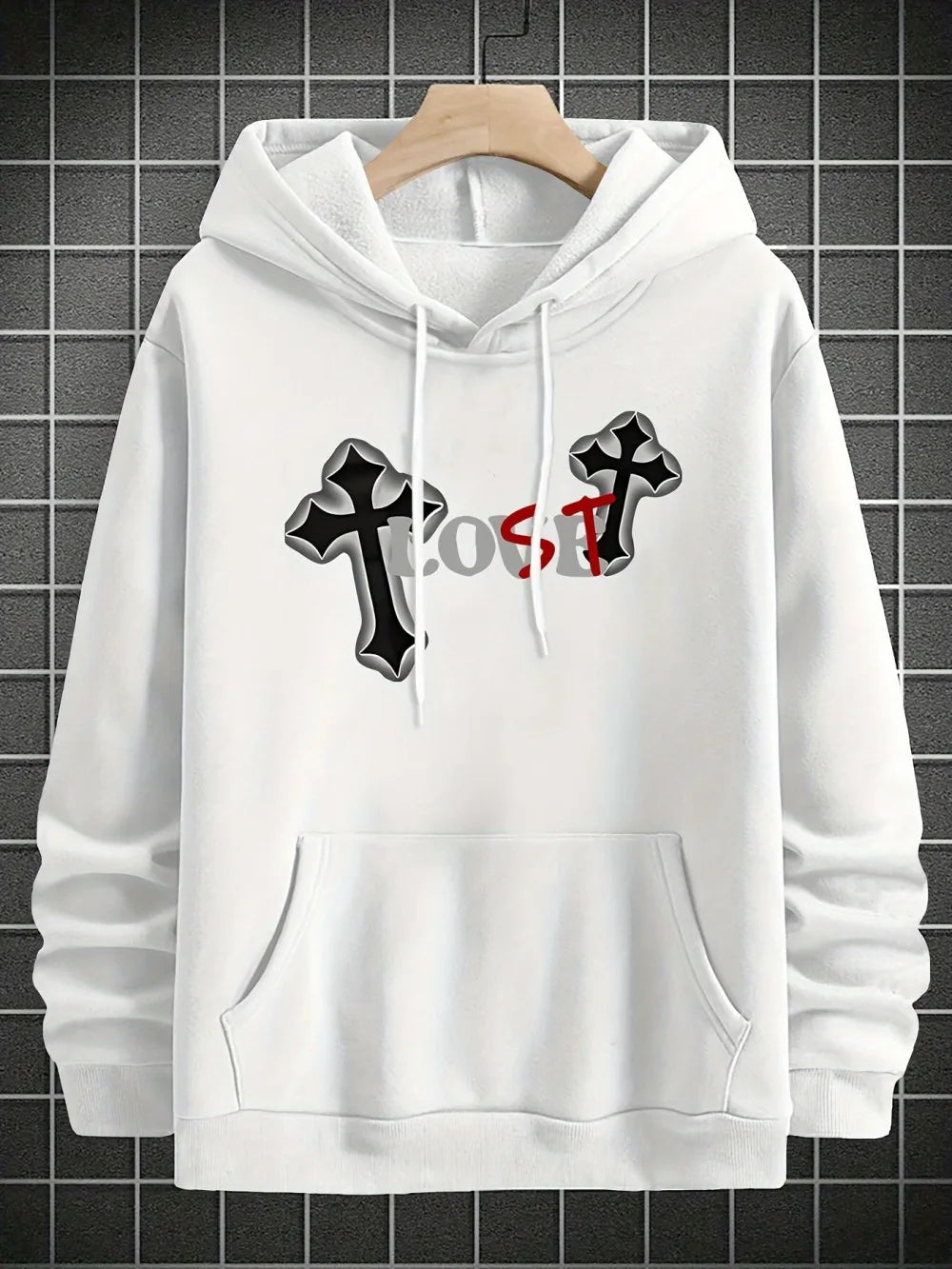 European and American fashion autumn men's skull print micro elastic comfortable hooded sweatshirt outdoor street style clothing