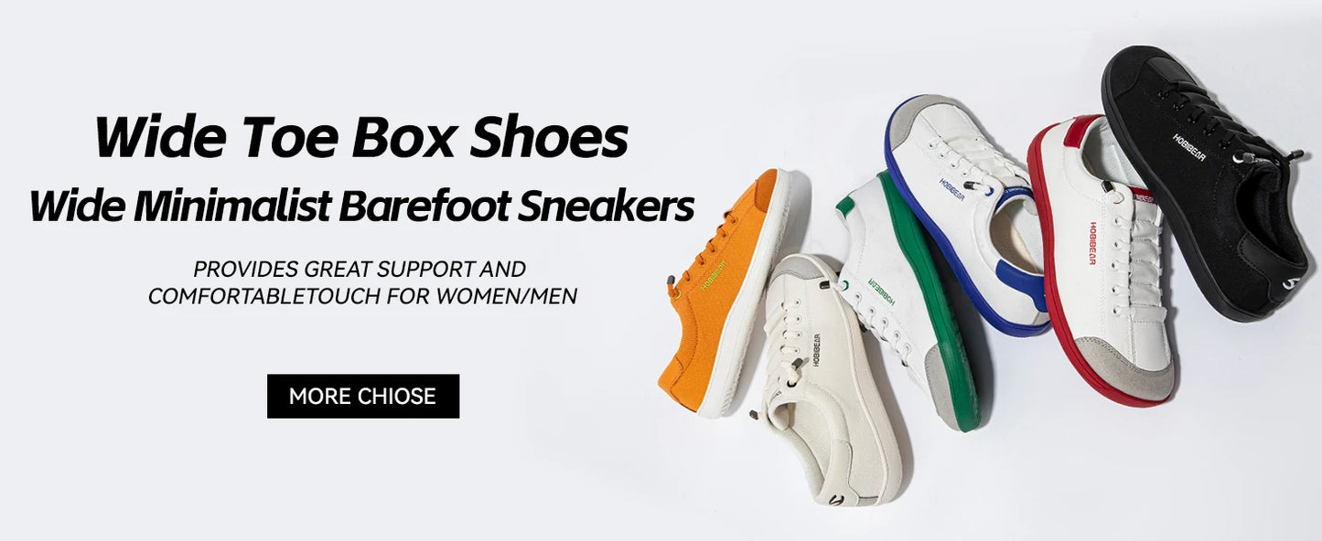 HOBIBEAR Womens Mens Barefoot Shoes | Zero Drop | Wide Toe Casual Canvas Sneakers Minimalist Walking Shoes