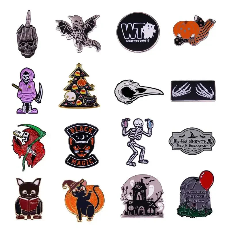 NEW Gothic Enamel Pins Halloween Terror Metal Brooch Send Friend Fans Boutique Medal Gift Fashion Anime Badges Collecting