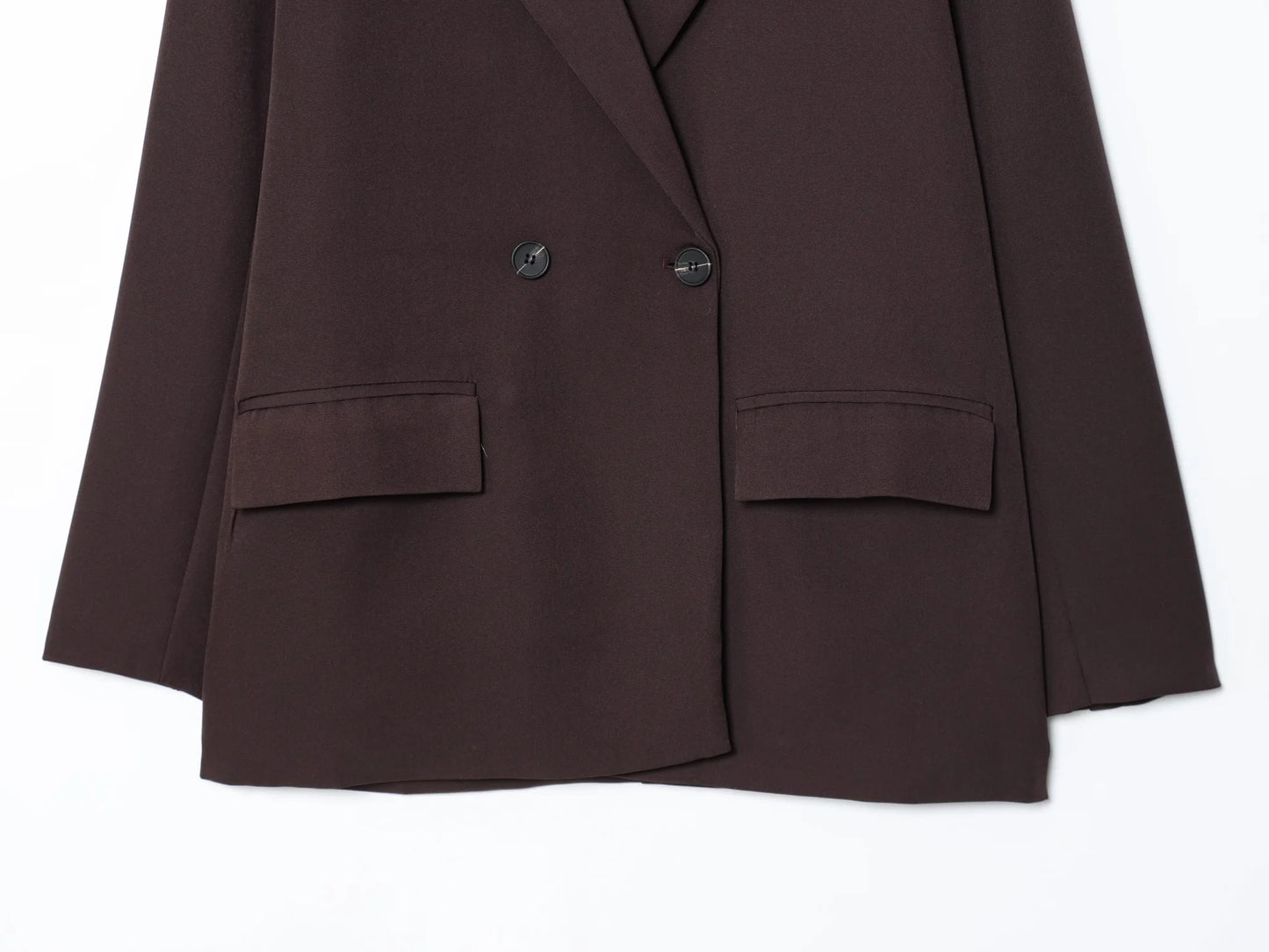 KONDALA Chic Brown Oversized Blazer Women V Neck Double Buttons Loose Blazer Jacket Fashion 2025 Fall Office Lady Casual Outwear