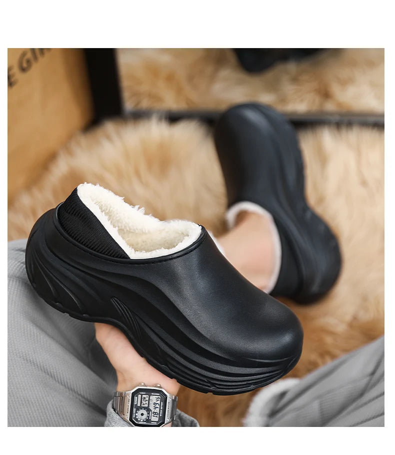 Unisex Home Slipper 2024 New Winter Waterproof EVA Slippers Plush Warm Lining Man House Warm Clogs High Quality Women Shoe