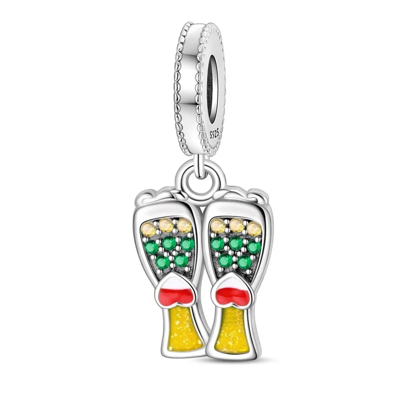 New Fireplace Snowman Sweater Sweet Romantic Christmas Winter Theme Charms Beads Fit Pan 925 Original Bracelets DIY Fine Jewelry
