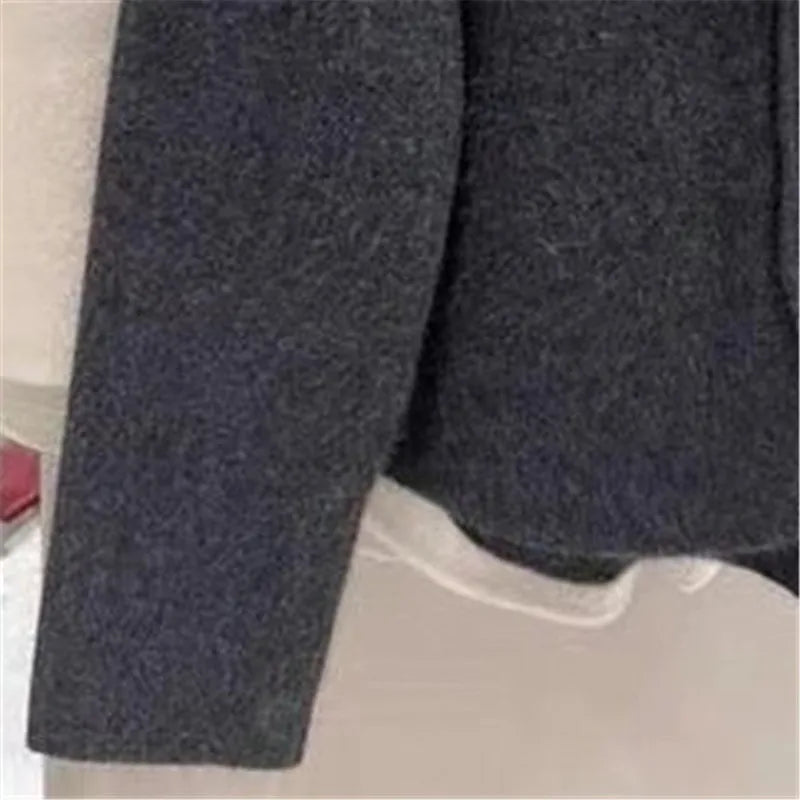 Limiguyue High-end Thick Velvet Sweater Cardigan Women Autumn Winter Turtleneck Irregular Cashmere Knitted Jacket Versatile 321P