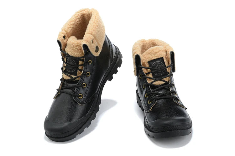 PALLADIUM Pampa 2025 Men Women Oil Wax Skin Lamb Wool Leather Ankle Boots Outdoor Dual Purpose Walking Shoes Desert Shoes