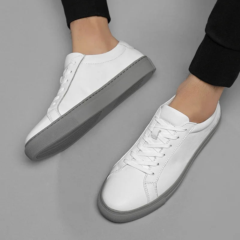 Italian Genuine Leather Men's Shoes 2024 Designer White Shoes Comfy Walking Shoes Lace-up Business Outdoor Zapatos Para Hombre