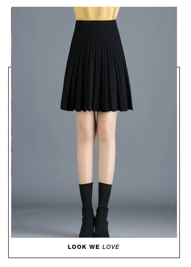 Spring Fashion Korean New Student A-line Half Skirt Women Solid Elastic High Waist Shirring Design Versatile Pleated Half Skirts