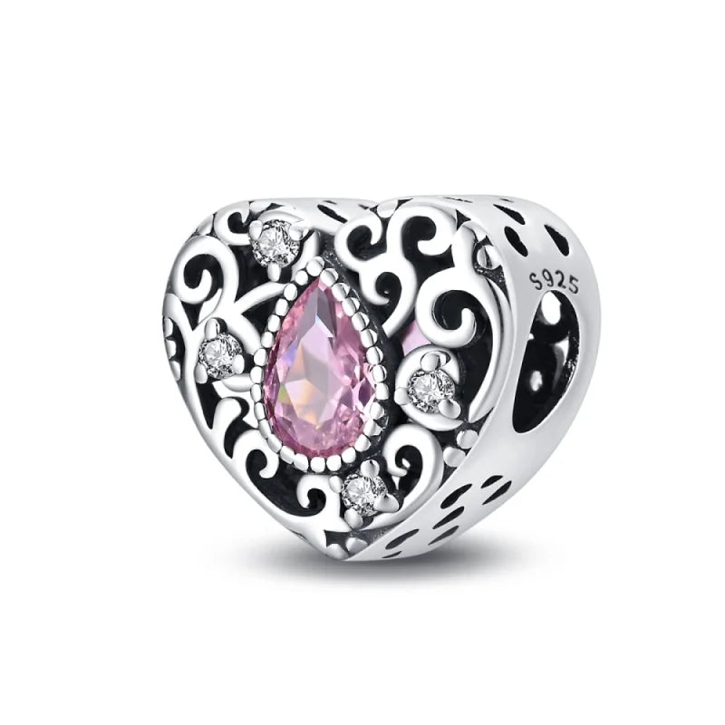 925 Sterling Silver Classic Retro Lotus Heart-Shaped Charms Beads Fit Original Pandach Bracelets Fine DIY Anniversary Jewelry