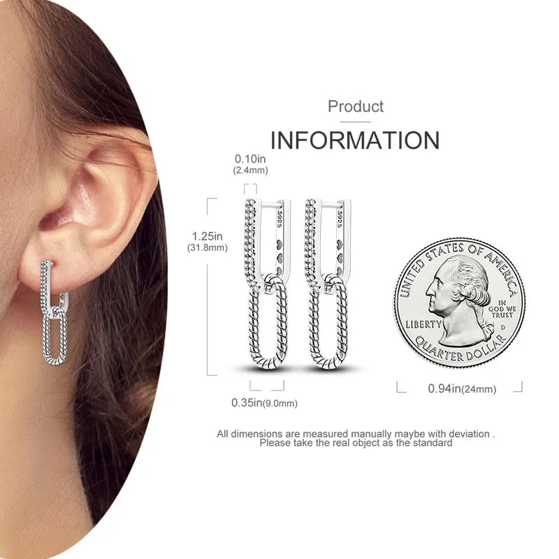 925 Silver Hoop Earrings For Woman Pendientes Zircon Heart Shape Star Eardrop Original Earring Fashion Jewelry