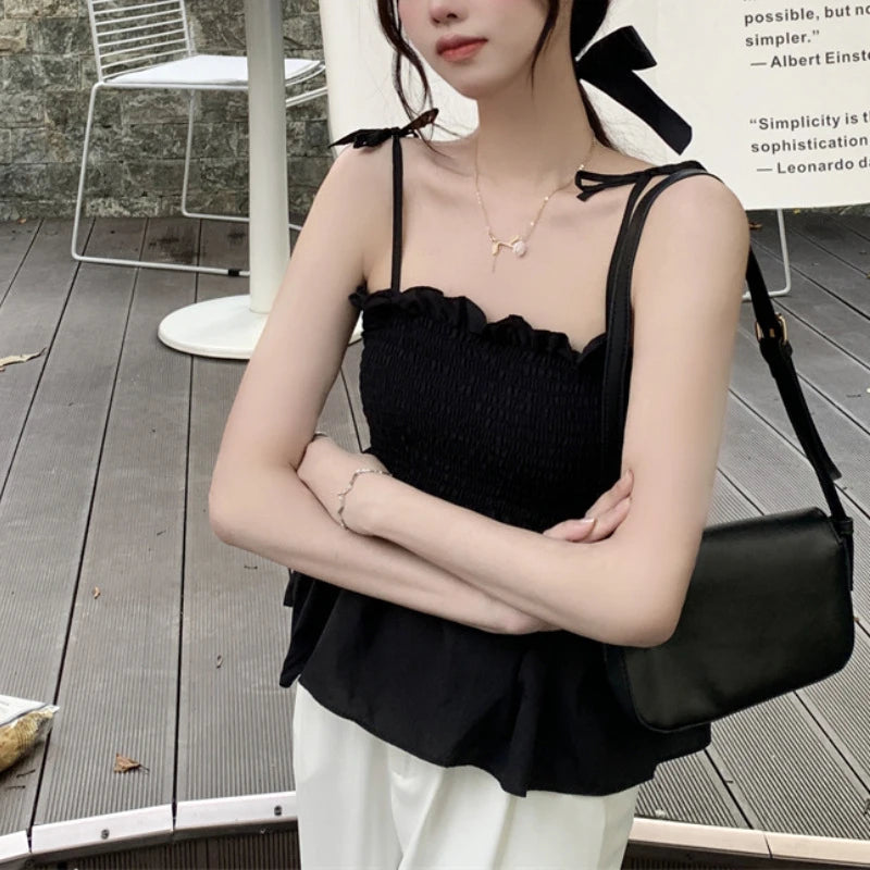 Women Elegant Top Solid Color Fashion Hotsweet Basics Backless Casual Y2k Camis Sexy Clothes