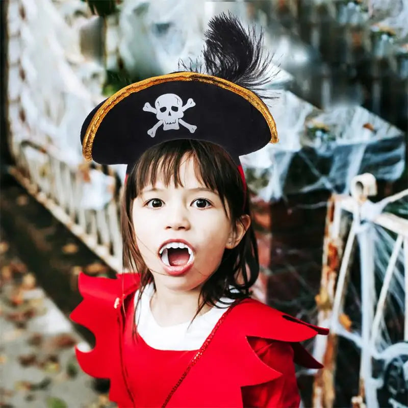 2 Pcs Pirate Captain Skull Hair Hoop Halloween Headdress Party Supplies Role Playing Cosplay Accessories Lightweight Reusable